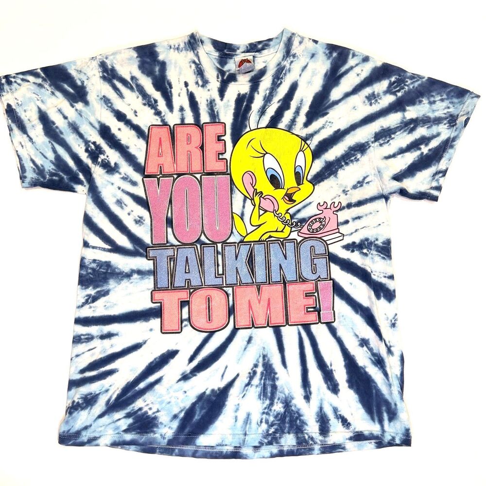 Warner Bros Women Large Vintage 2001 Tweety Bird Freeze Graphic TShirt White Y2K